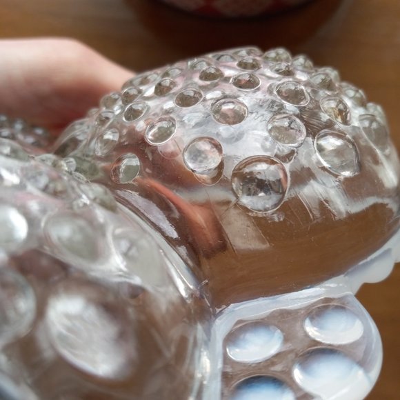 Vintage Anchor Hocking Three Section Hobnail Clear Opalescent Moonstone Dish - Picture 12 of 12